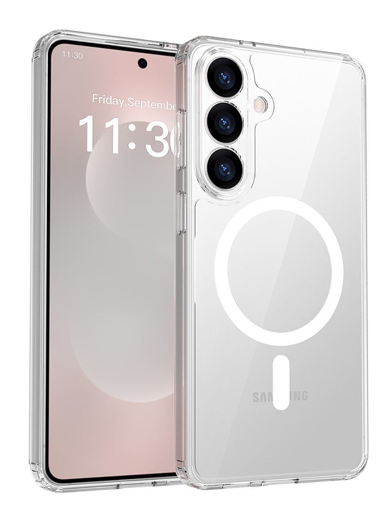 Adando for Samsung S26 Clear Case, Crystal Transparent Magnetic Cover for Minimalist Users, Mil-Grade Drop Protection Anti Yellowing Slim Rugged Protective Bumper Cover (Clear, S26) - Image 1